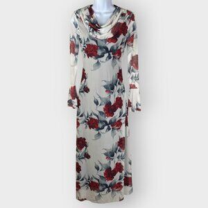 Whimsigoth Maxi Dress | S | Mesh Rose Bell Sleeves | Dark Romantic Fairy Vamp